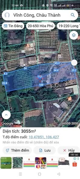 3 Công Đất Vườn Xã Vĩnh Công, Châu Thành, Long An - Giá Tốt 899tr/Công