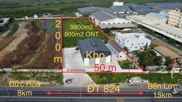 Mặt Tiền TL824, Xã Thạnh Lợi: Xưởng 9800m2, Giá Tốt, Gần KCN Thịnh Phát